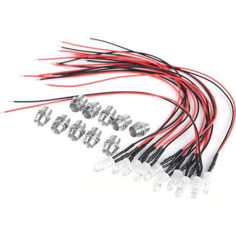 10 vorverdrahtete 12V 8mm LED-Lampen mit Dauerlicht, ultrahell und transparent (01) (1/5)