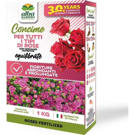 Concime per Rose Granulare Fertilizzante Solubile Nutriente per Abbondanti Fioriture x 1 kg (1/5)