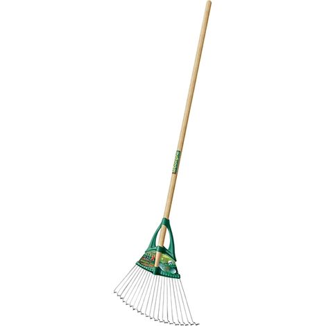 Leborgne – Balai à gazon 150 cm – Manche en bois PEFC – 20 dents pour ramassage efficace – Forme en V pour terrains accidentés (1/10)