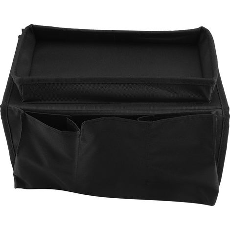 Organisateur de télécommandes TV à suspendre à l'accoudoir du canapé, sac de rangement avec porte-gobelet (noir) (1/5)