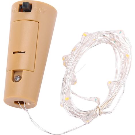 Guirlande lumineuse LED à piles en forme de bouchon, lampe bouteille décorative pour fêtes et festivals (blanc pur) (1/3)