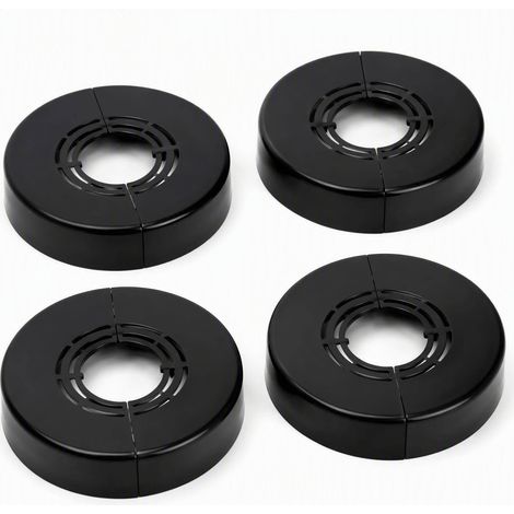 4 Pièces Rosace Robinet, Robinets de Douche Rosaces Noires en ABS, Ouvrante Plomberie, Cache Tuyau Plomberie pour Mitigeur et Douche, Recouvrement Ajustable 21/25/33 mm, Couvercle Décoratif (1/5)
