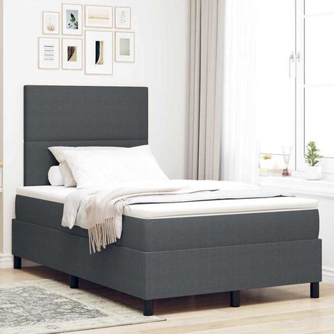 Boxspringbett Dunkelgrau und Weiß 120 x 190 cm Cordstoff