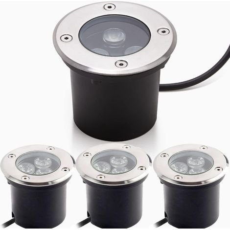 Spot LED Encastrable,Spot Encastrable Exterieur Rond 3W Lumières Enterrées 230V AC IP65 270 Lumen 3000k (4pack) (1/5)