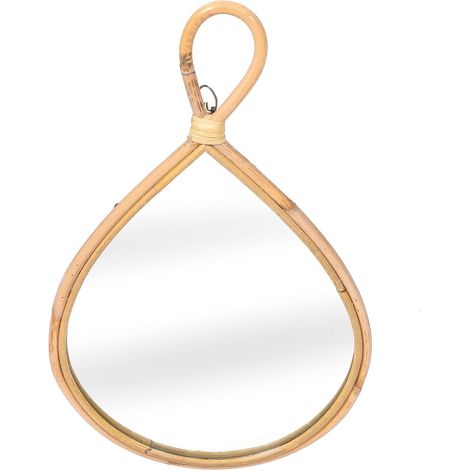Miroir Mural Tissé Suspendu en Osier Miroir Décoratif Nordique 28X45 CM Décor Mural Artisanal pour Chambre Salon et Salle de Bain Accessoire Décoration Murale de Salon (1/5)