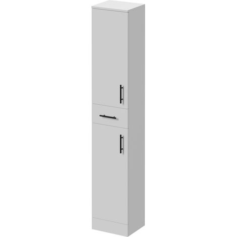 Alexander James Gloss White 350mm x 300mm Tall Storage Unit - 350mm - Matt Black 96mm Knurled Bar Handle