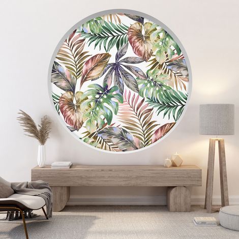Stickers Trompe l'oeil Arche ronde - Feuille - Diamètre 30 cm (1/4)