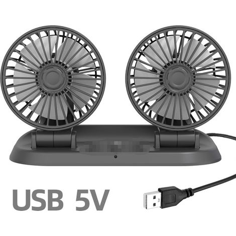 Ventilador multifuncional de verano para coche y furgoneta, doble cabezal, USB, potente, con graves profundos y refrigeración eficiente (sin matrícula). (1/5)