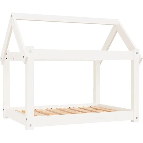 Lit pour chien Blanc 81x60x70 cm Bois de pin solide