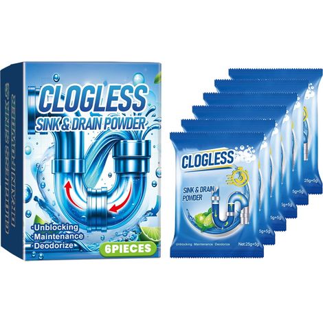 Poudre Déboucheur - Pour Évier Baignoire WC - Dissout Graisses Cheveux et Obstructions - Usage Domestique et Professionnel - 141 g (1/5)