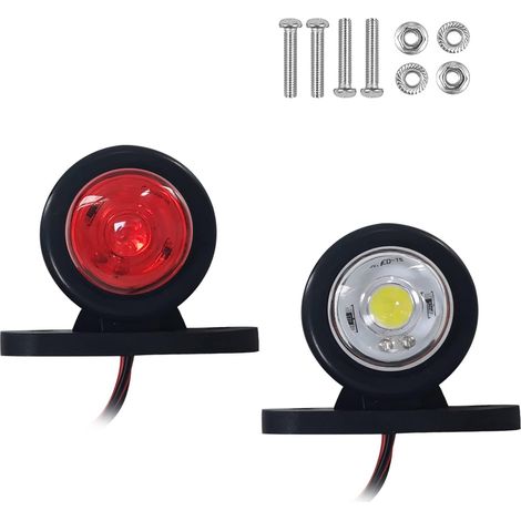 Feux de gabarit latéral LED, Feux de position latéraux arrière blancs rouges à LED pour remorque, camionnette, bus, SUV, caravane 12 V, lot de 2 (1/3)