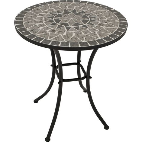 Bistrotisch SIENA 60cm rund, Eisen schwarz und Mosaik grau (1/5)