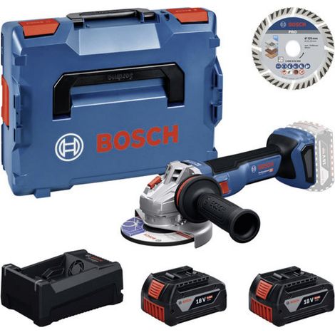 Bosch Professional Bosch Werkzeug-Set: Akku-Winkelschleifer GWS 18V-11 S + 2x GBA 5 Ah + GAL + Trennscheibe 125 in L-BOXX