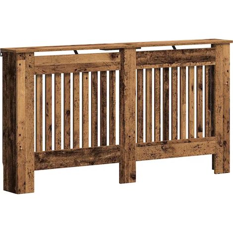 Cache-radiateur bois ancien 152 x 19 x 81 cm sécurité pour enfants et animaux rangement décoratif en bois ancien (1/5)