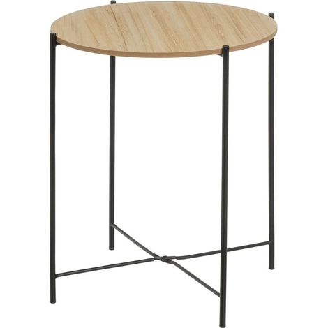 Tavolino da Salotto Moderno Metallo Legno MDF Nero Arredo Casa 38x38x42cm (1/5)