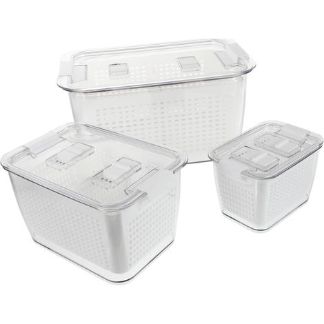 Boîte hermétique avec couvercle et égouttoir, pour les fruits, idéale pour le rangement de la cuisine et du plan de travail.-AquaForge (1/5)