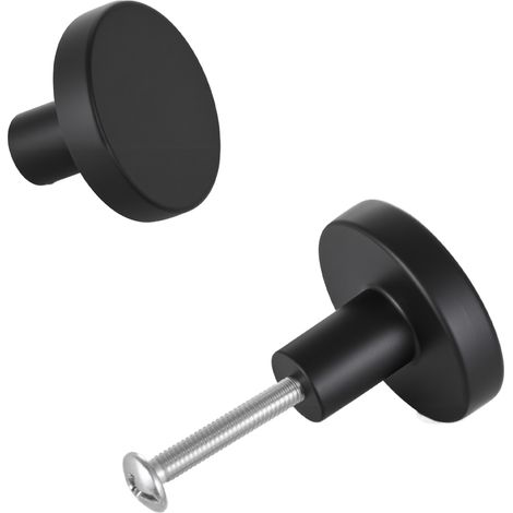 Mophorn Möbelknöpfe, 10er-Pack, 32 mm, Schrankknöpfe aus schwarzer Zinklegierung, robuste Küchenknöpfe, Schubladenknöpfe mit Schrauben für Badezimmer, Schränke, Schubladen und Küche