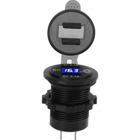 Chargeur Voiture Double Port USB Charge Rapide Affichage Tension Universel 12-24V Poids Lourds Moto (1/5)