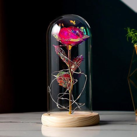 Ewige Rose aus Die Schöne und das Biest, Infinity-Rose unter einer Glaskuppel, Ewiges LED-Licht, Rote Rose (1/5)