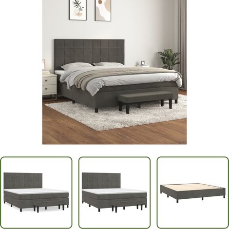 Matelas à ressorts ensachés - Sommier à lattes de lit et matelas Gris foncé 160x200cm Velours (1/5)