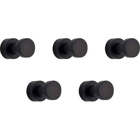 Sollbry Gancho de pared para toallas, ideal para baño, cocina, puerta, armario y clóset, 5 unidades (negro) (1/4)