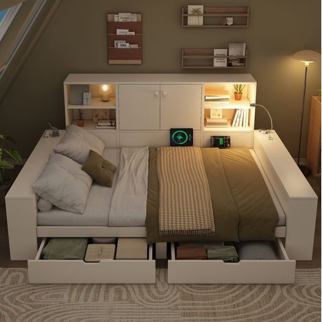 letto letto matrimoniale 140x200 contenitore bianco OKMYHOME