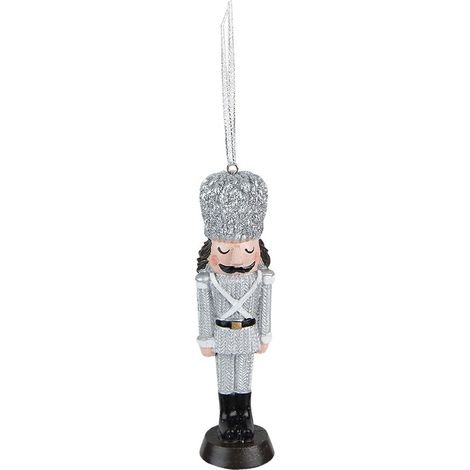 Suspension de Noël Casse-Noisette Boule de Noël en Plastique Argenté et Blanc 13 cm - PANGIVO (1/2)