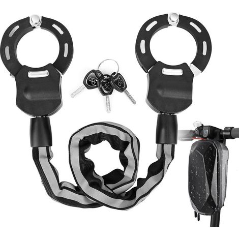 E Scooter Schloss mit Kette, Handschellen-Design, Silikonschutz, 3-stufig verstellbar, inkl. Tasche