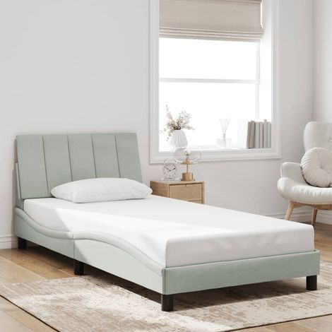 Cadre de lit sans matelas-Structure de lit gris clair 100x200 cm velours 615783 (1/5)