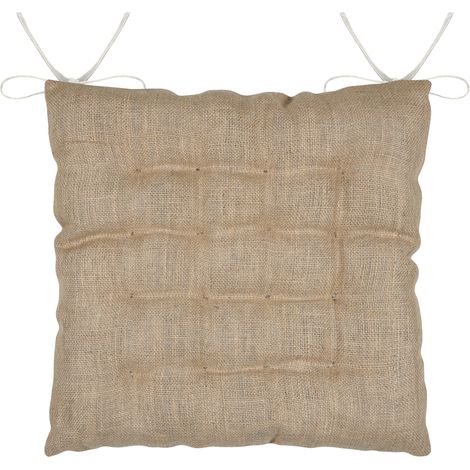 Galette de chaise carrée capitonnée à 16 points Naturel 38x38 cm (1/3)