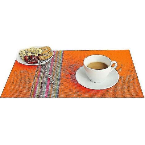 Lot de 6 sets de table en PVC lavable, résistant aux taches et à la chaleur, 45 x 30 cm, vinyle orange (1/5)