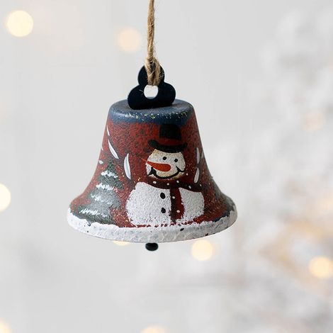 Cloche De Noël En Fer - Cloche À Accrocher En Forme De Bonhomme De Neige - Décoration Pour Arbre De Noël Et Intérieur - Lot De 1 (1/5)