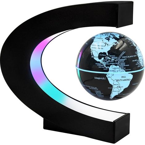 Globe lumineux flottant avec 7 lumières de couleur, globe rotatif automatique, champ magnétique, carte du monde éducative, décoration de maison/bureau (1/5)