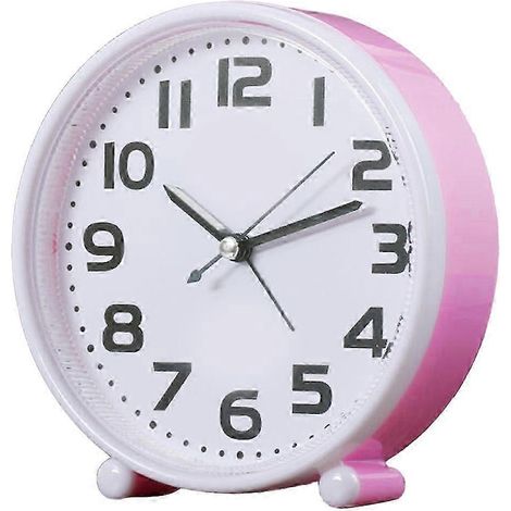 Réveil doux, conçu spécialement pour les seniors, silencieux, rond, rose. (1/5)