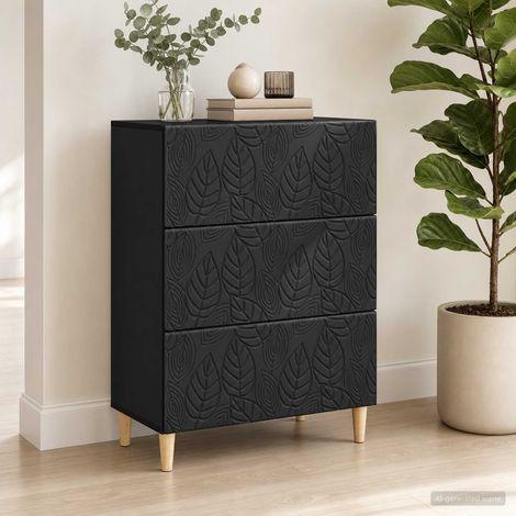 vidaXL Mobile con Cassetti Nero 66 x 34,5 x 90 cm Legno ingegnerizzato (1/5)