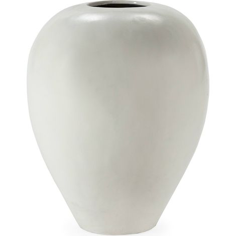 Cache pot blanc en fibres ciment finition brillante design épuré - blanc brillant effet minéral