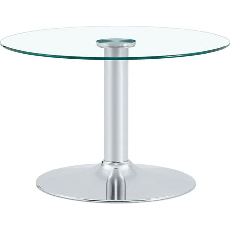 Table basse 70 cm plateau en verre trempé table de salon forme ronde piètement métal stable style moderne coloris or noir argent (1/5)