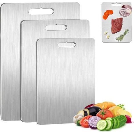 3-teiliges Schneidebrett, Titan-Schneidebrett, Original 100% reines Titan-Schneidebrett mit Kratzschutz (1/5)