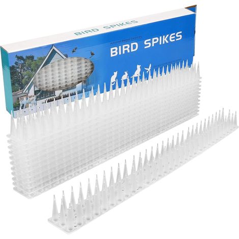 Lot de 12 pics anti-oiseaux en plastique, pics anti-chats et anti-pigeons pour murs extérieurs, pics de sécurité de 5,2 m (17 pieds), bandes anti-escalade pour toit et balustrade (transparent - 12 piè (1/5)