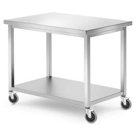 Table mobile avec étagère -vissée - 70x100xH85 cm - Hendi