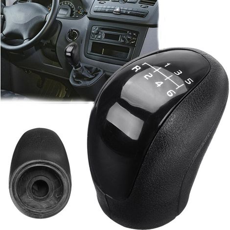 1 Pommeau de levier de vitesses, motif 6 rapports gravé, design ergonomique, pour Mercedes Vito Viano Sprinter II VW Crafter (1/5)