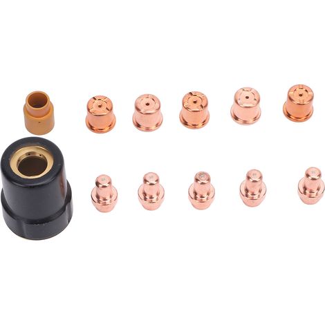 Kit de 12 électrodes pour découpeur plasma Eastwood Versa-Cut 40 (CB50) : embouts, bague de protection et capuchon. (1/5)