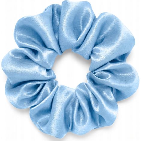 Chouchou en soie, bandeau pour cheveux, mûrier 6A bleu, taille M premium (1/5)