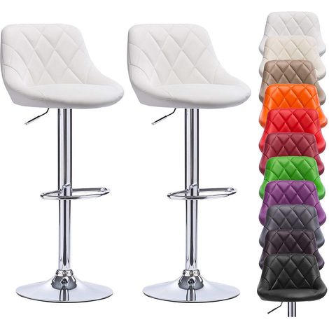 Tabouret de bar lot de 4,Tabouret,Siège bien rembourré,Hauteur réglable,Facile à nettoyer,Blanc (1/5)
