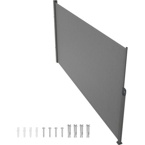 Voile d'intimité rétractable 200x300cm, polyester 180g imperméable, anti-UV 30+, idéal pour terrasse, jardin, balcon. Gris. (1/5)
