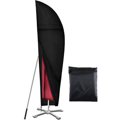Housse Parasol Déporté - Tissu Oxford 420D - Étanche - Pour Parasols de 2,7 m à 3,4 m - Noir - 1 Pièce