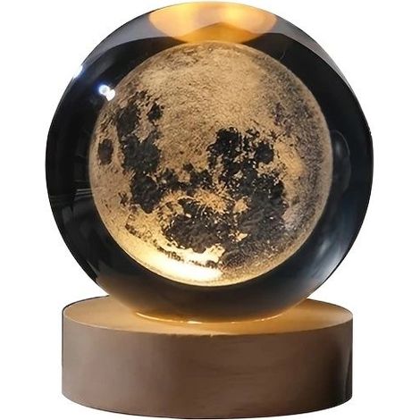 Lampe clair de lune 3D en cristal coloré gravé au laser - Cadeau d'anniversaire (1/4)
