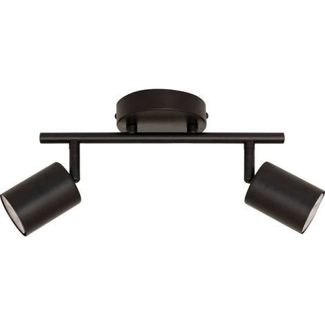 Spot mural double orientable compatible plafond noir 28x11x18cm