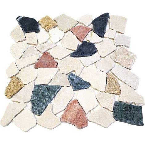 Mosaïque pour sol en marbre multicolore 30x30cm – Anti-dérapant R10 – Prix à la pièce – Idéal pour chantiers humides –
