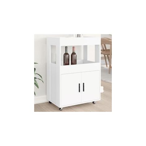 Chariot de bar blanc 60x39,5x89 bois d'ingénierie (1/5)